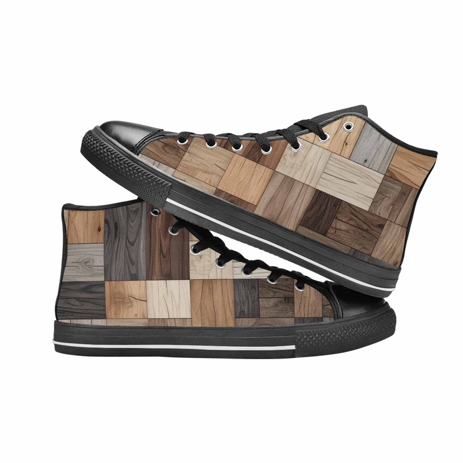 MEN'S Wood Grain Texture High Top Canvas Aesthetic Sneakers