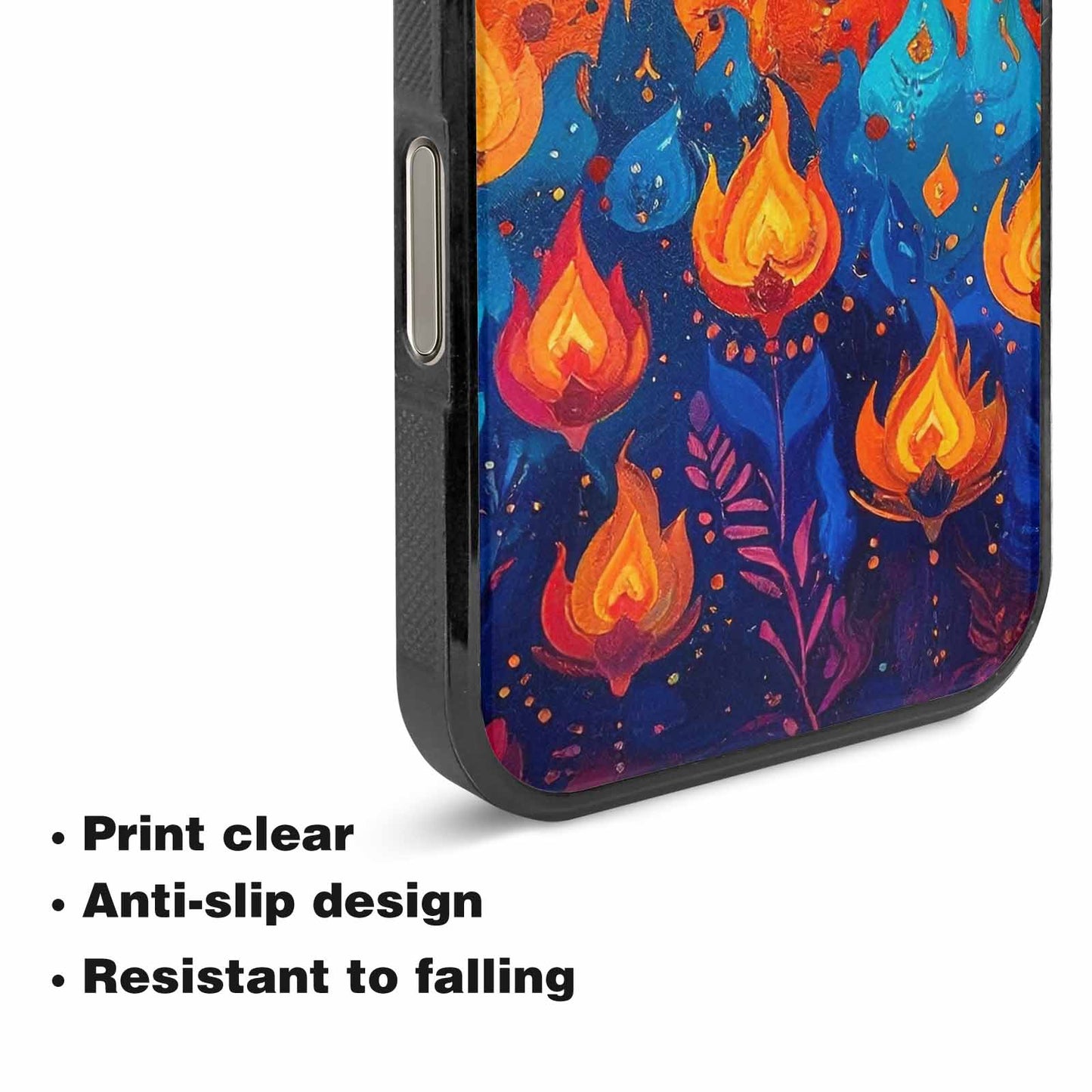 iPhone 16 Pro Max Case — Flame Burst Full Color Vibrant Flame, Custom Art Phone Cover