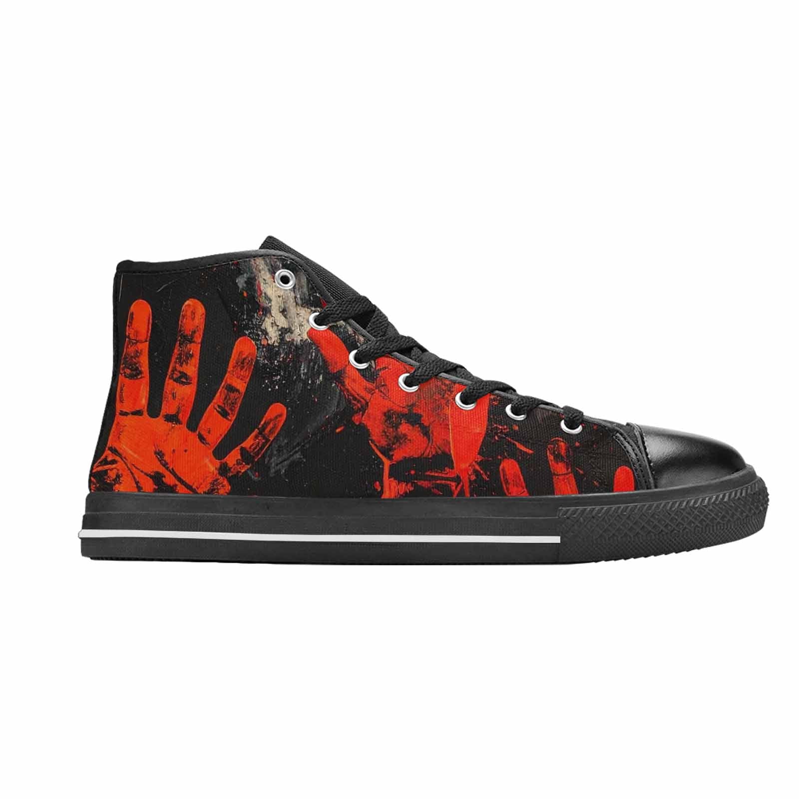 MEN'S Halloween Splatter Handprint High Top Canvas Vibrant Chaos Custom Sneakers