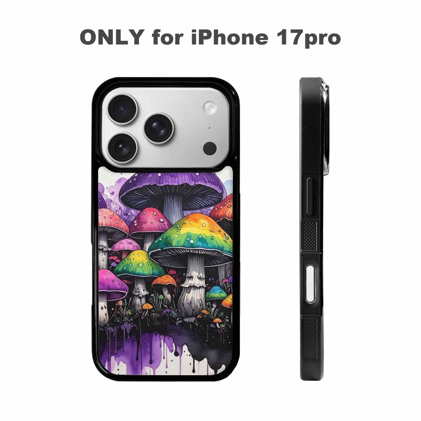 iPhone 17 Pro Case — Black Purple Ink Rainbow Drip Original, Customized Protective Case