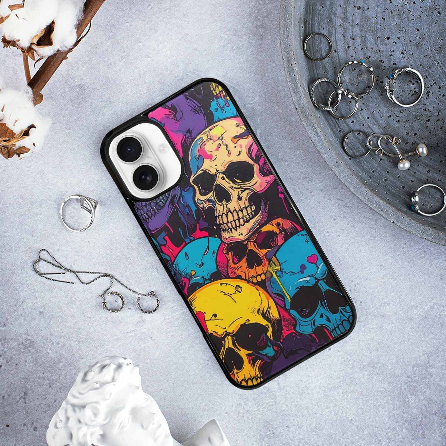 iPhone 16 Plus Case — 1000s Of Skulls Digital Camo Drip, Original Design Phone Case