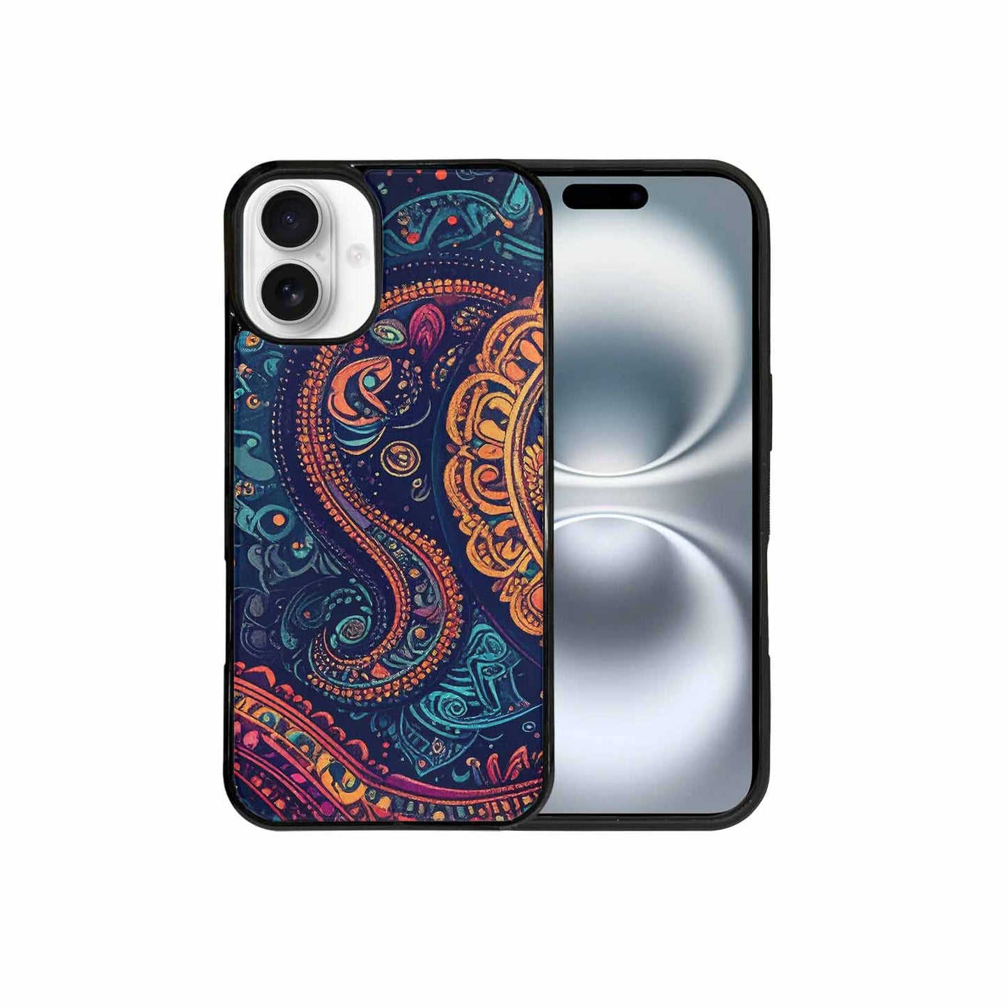 iPhone 16 Plus Case — Paisley Mandala, Custom Phone Case