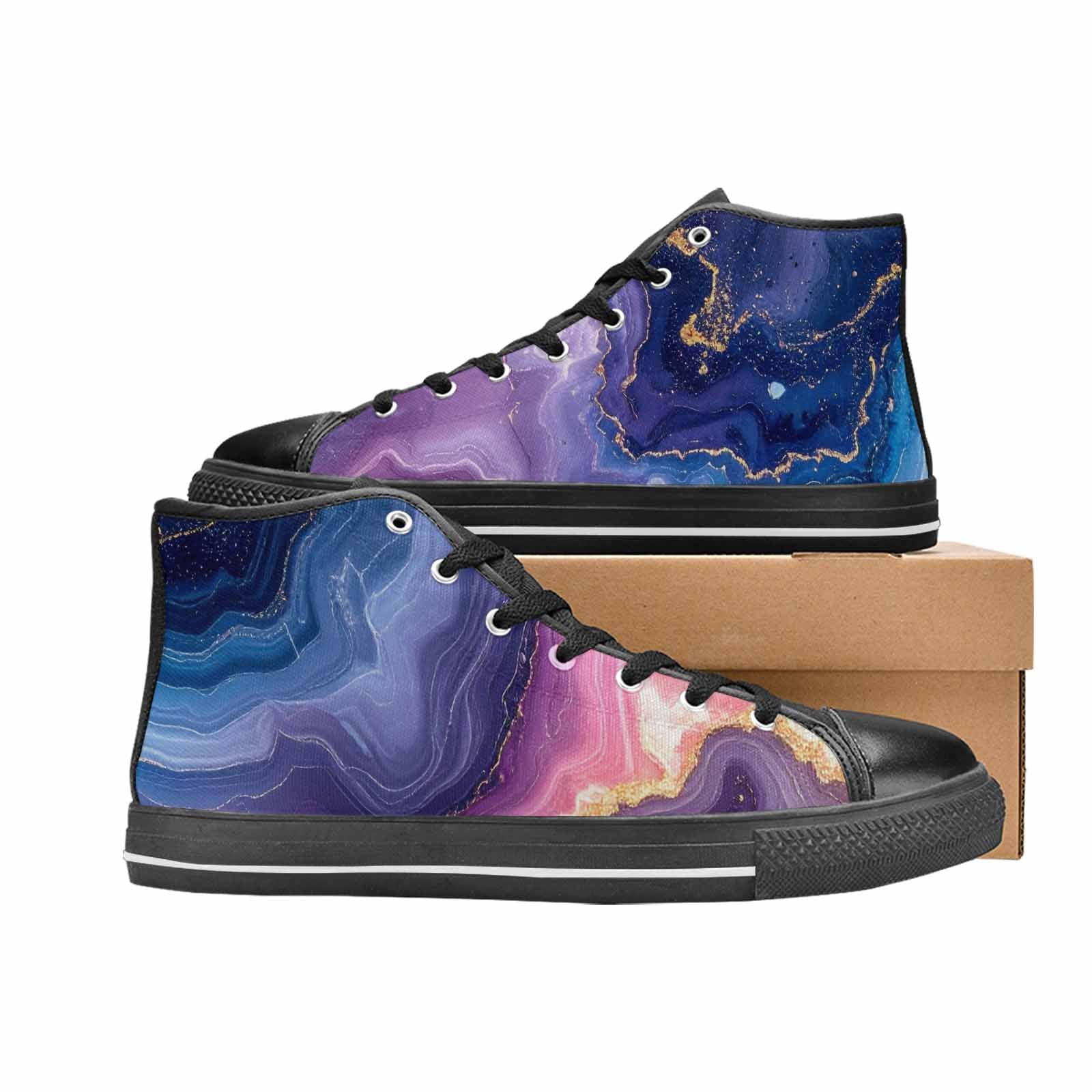 WOMEN'S Marble Galaxy High Top Canvas Dreamcore Custom Sneakers