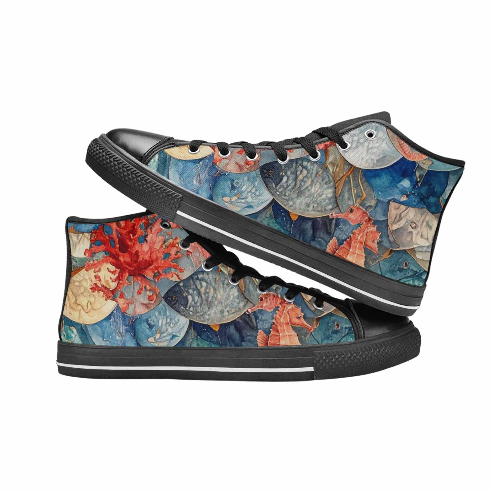 MEN'S Fish Scale Coral High Top Canvas Vivid Custom Sneakers