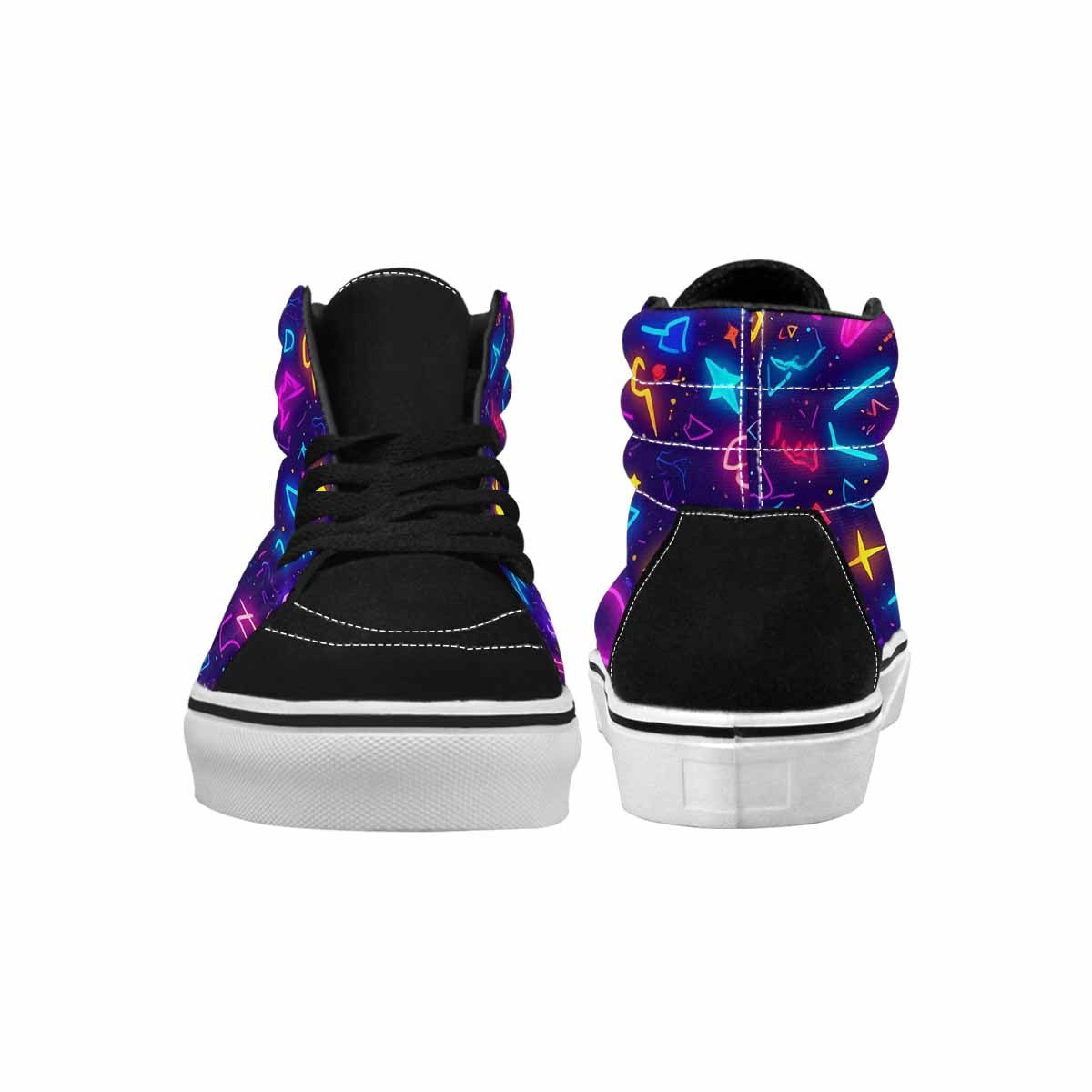 MEN'S 80s Retro Motif 80s High Top Canvas Wallpaper Art Sneakers