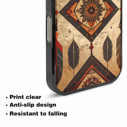 iPhone 16 Pro Case — Native American Geometric Pattern Arrows Feathers, Unique Phone Case Design