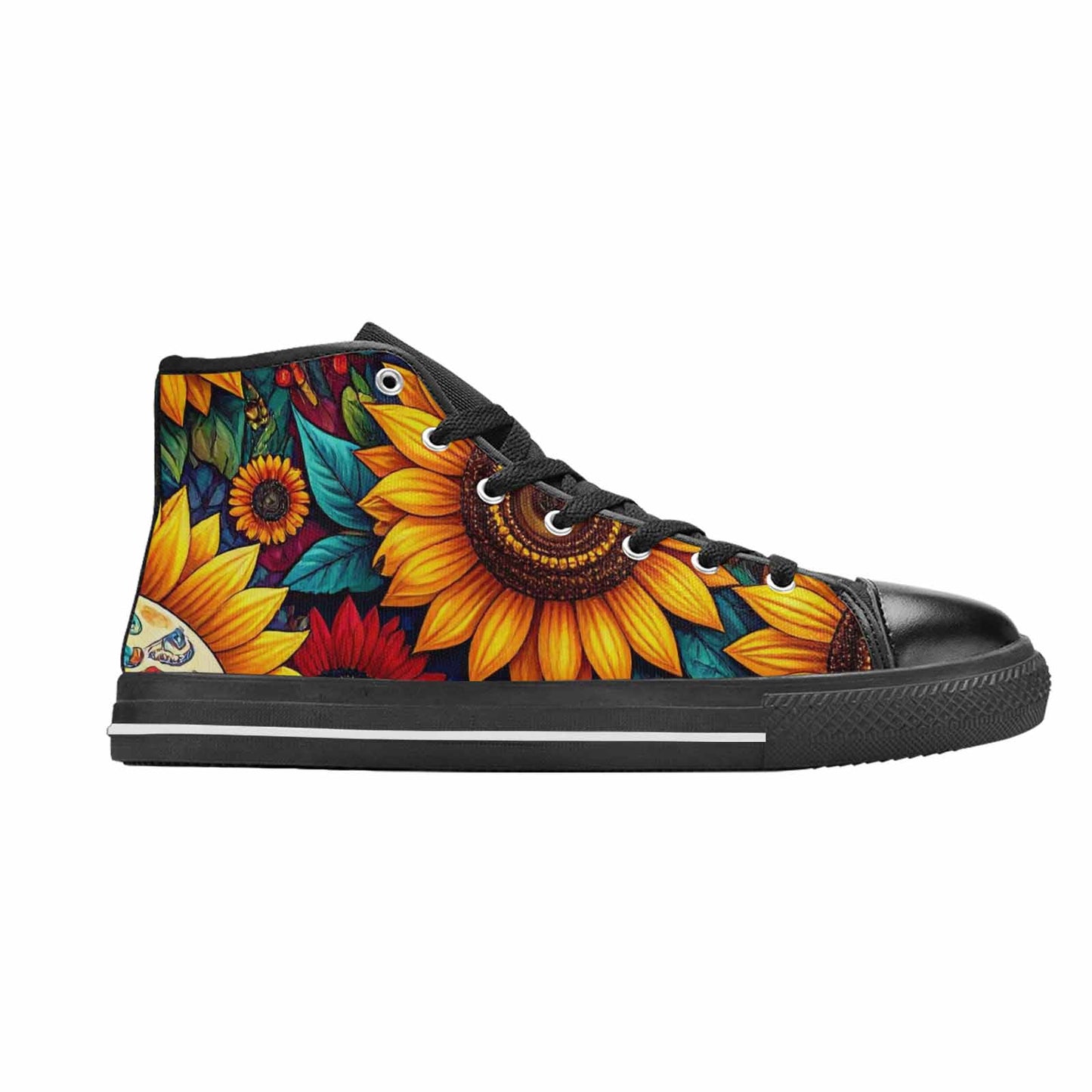 MEN'S Sunflower Skulls Print High Top Canvas Vivid Sneakers