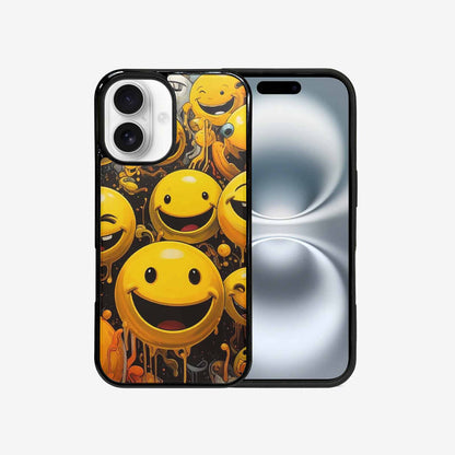 iPhone 16 Case — Melting Moon Smiley Red Splatt, Original Design Phone Case