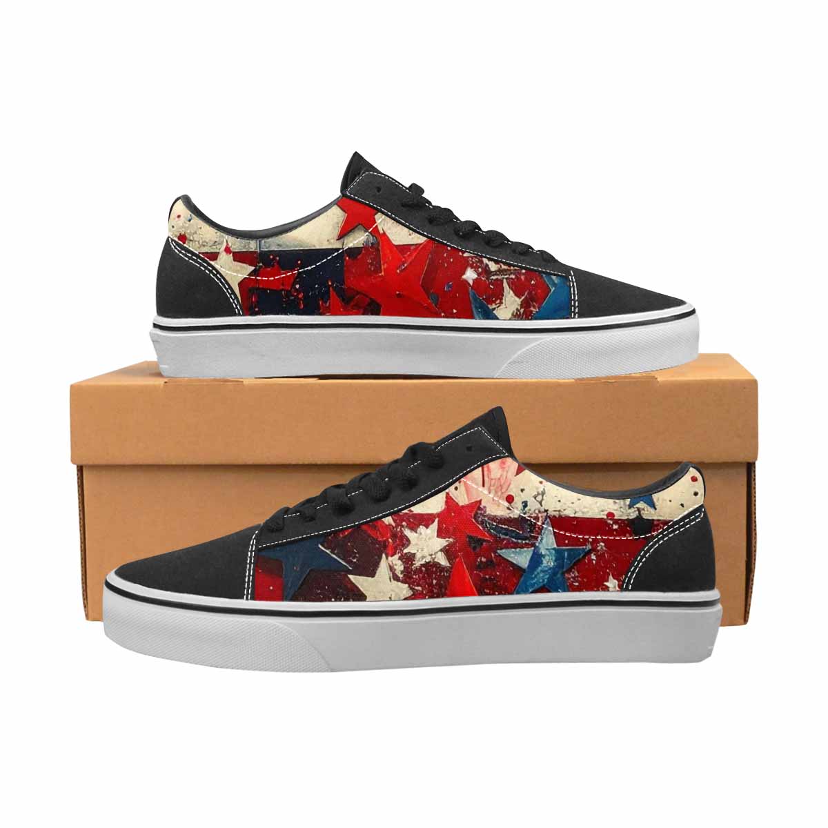 WOMEN'S Patriotic Stars Stripes Lace-Up Canvas Aesthetic Shoes