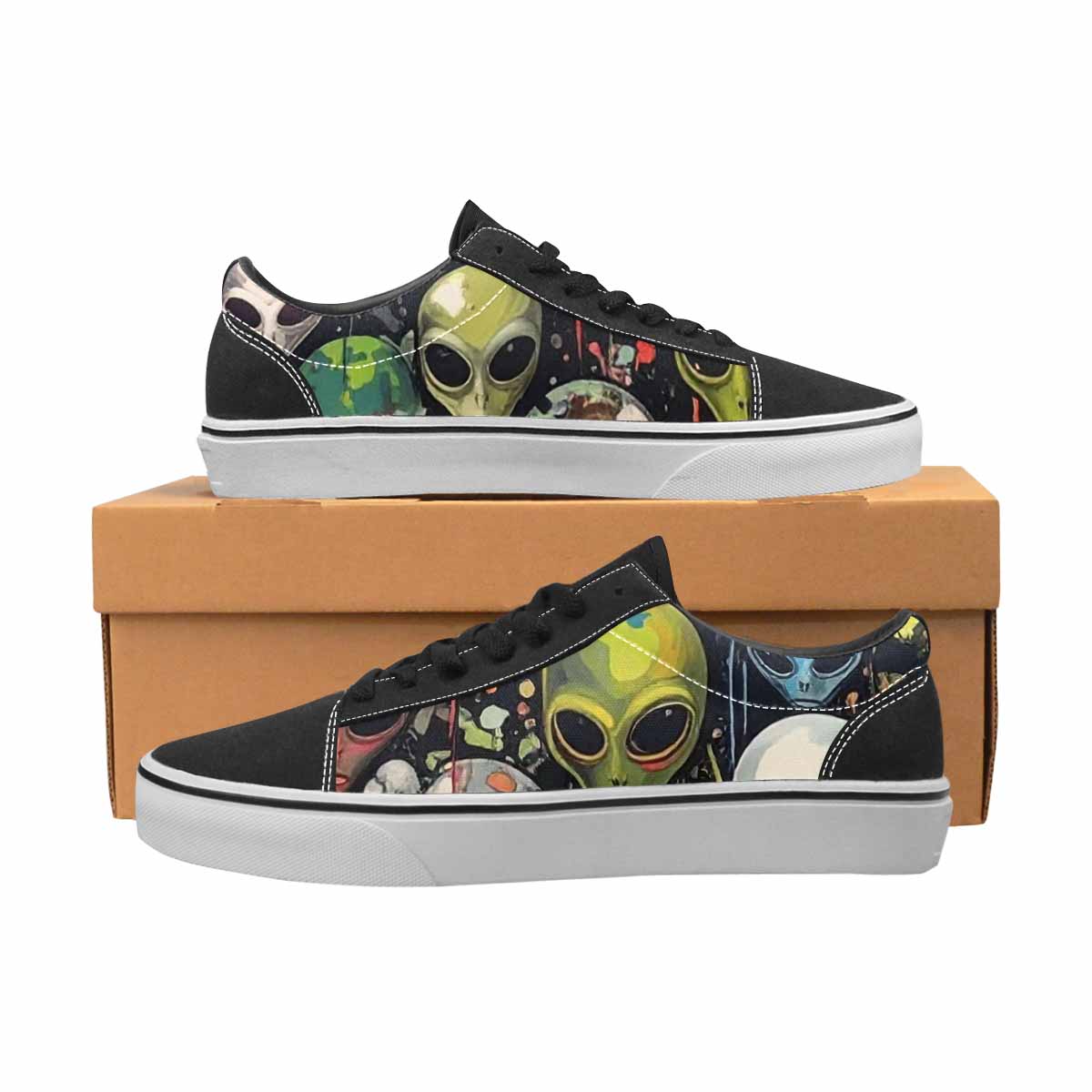 WOMEN'S Aliens × Camo Aliens Lace-Up Canvas Kaleidoscope Sneakers