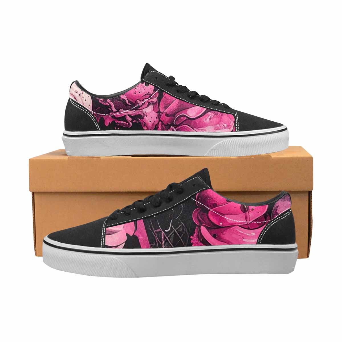 WOMEN'S Ice Cream Motif Lace-Up Canvas Wallpaper Art Custom Sneakers