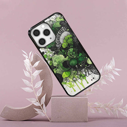 iPhone 15 Pro Max Case — Sea Creature Burst Black Green Ink, Unique Phone Case Design