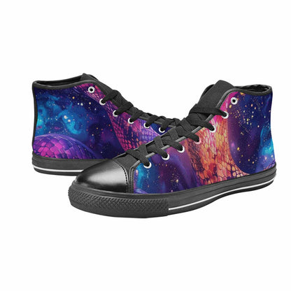 MEN'S Galaxy Snake Print High Top Canvas Vibrant Chaos Sneakers