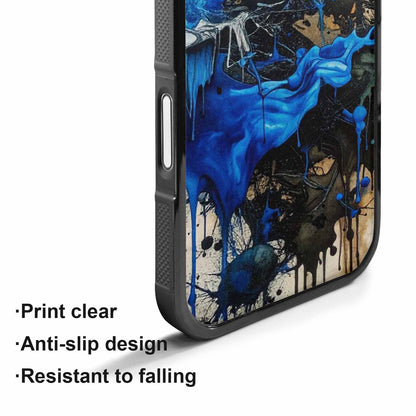 iPhone 17 Case — Black &amp; Blue Ink Camo, Custom Print Case Cover