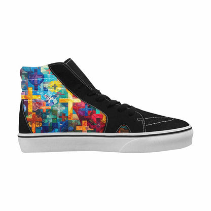 MEN'S Faith Cross High Top Canvas Vibrant Chaos Sneakers