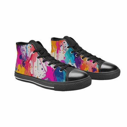 WOMEN'S Paint Splatter High Top Canvas Grunge Sneakers