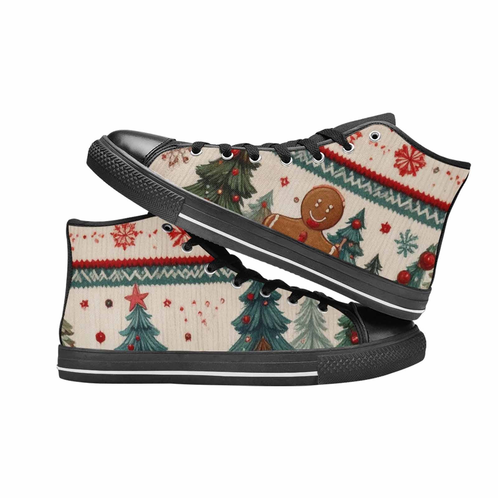 WOMEN'S Christmas Holly Snowflake High Top Canvas Grunge Sneakers