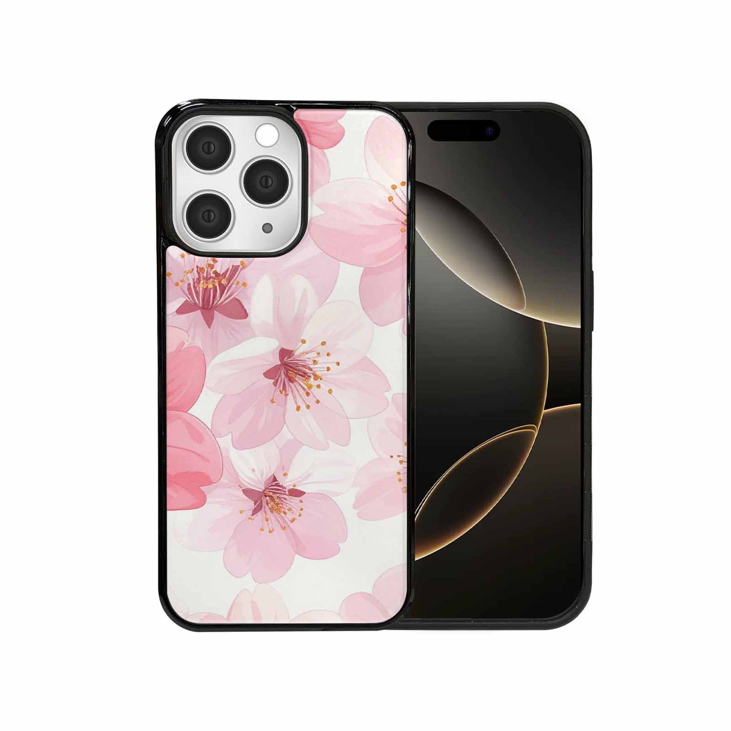 iPhone 15 Pro Max Case — Japanese Cherry Blossom Pattern Sakura Flowers, Custom Art Phone Cover