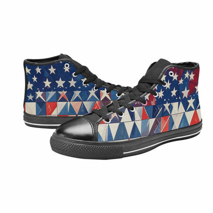 MEN'S American Flag Stars High Top Canvas Neon Fantasy Custom Shoes