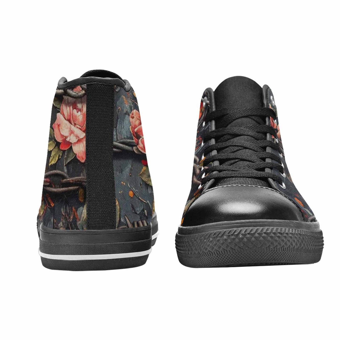 MEN'S Barbed Wire Chain High Top Canvas Wallpaper Art Shoes