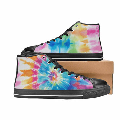 MEN'S Tie Dye Rainbow Twist High Top Canvas Neon Fantasy Shoes