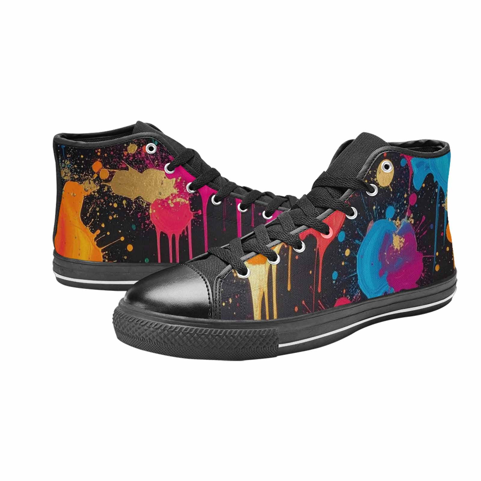 WOMEN'S Paint Splatter High Top Canvas Wallpaper Art Custom Sneakers