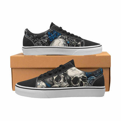 WOMEN'S Skull Roses Lace-Up Canvas Wallpaper Art Sneakers