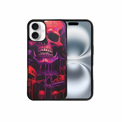 iPhone 16 Plus Case — Red Purple Skeletons Neon Drip Melting, Custom Printed Phone Case