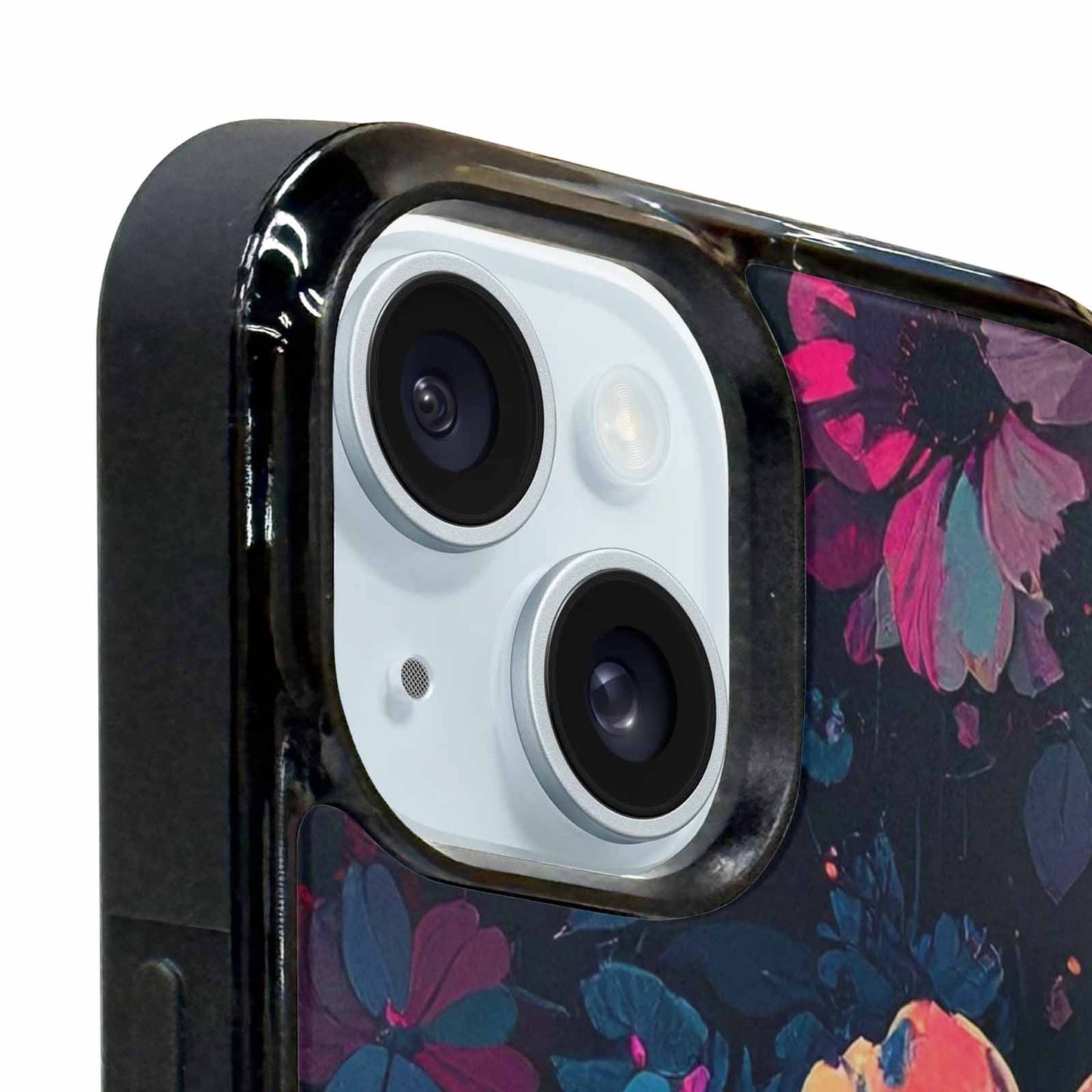 iPhone 15 Plus Case — Shadowy Glitch Floral Pattern Hundreds Of, Custom Designed Case Cover