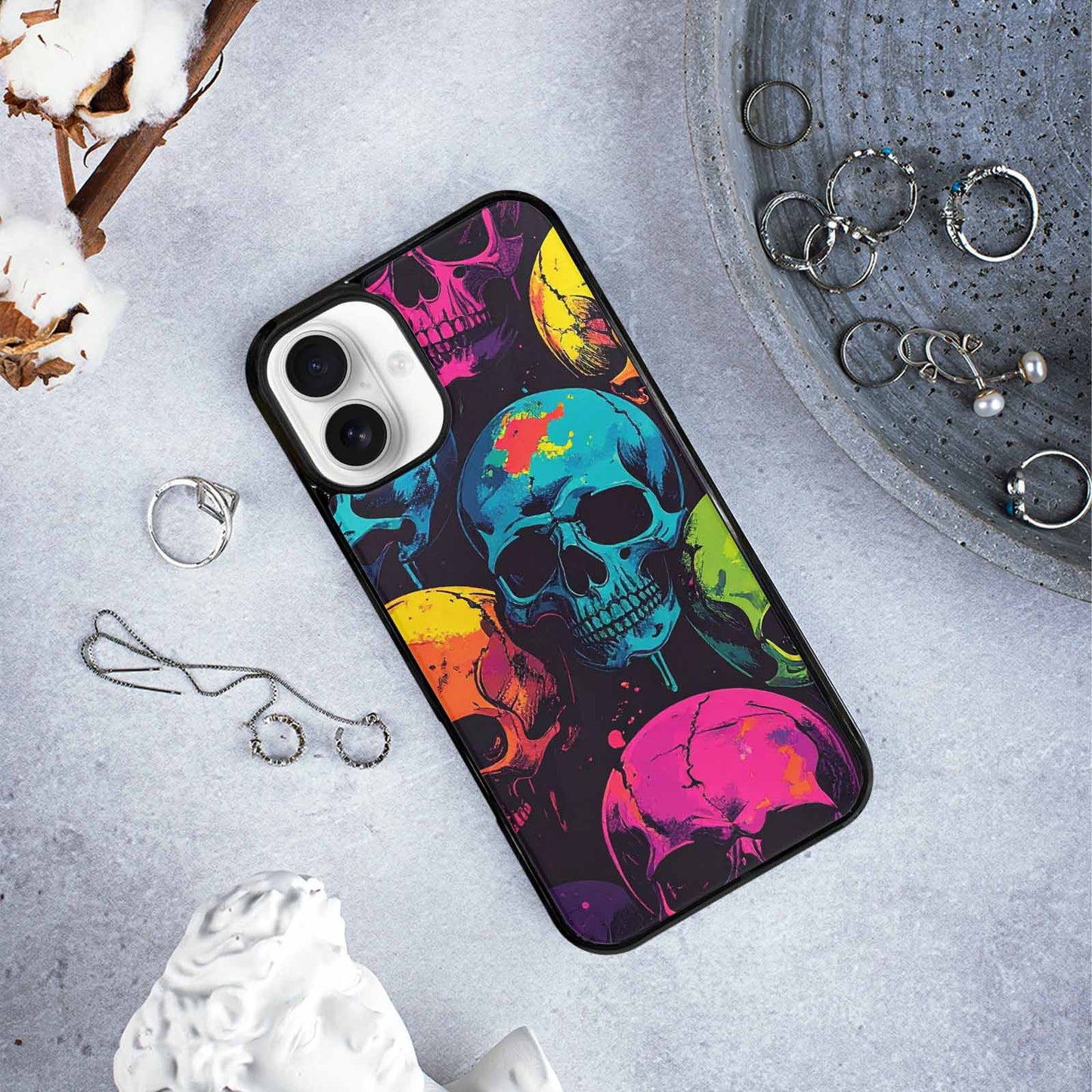 iPhone 16 Plus Case — 1000s Of Skulls Digital Camo Drip, Personalized Phone Case