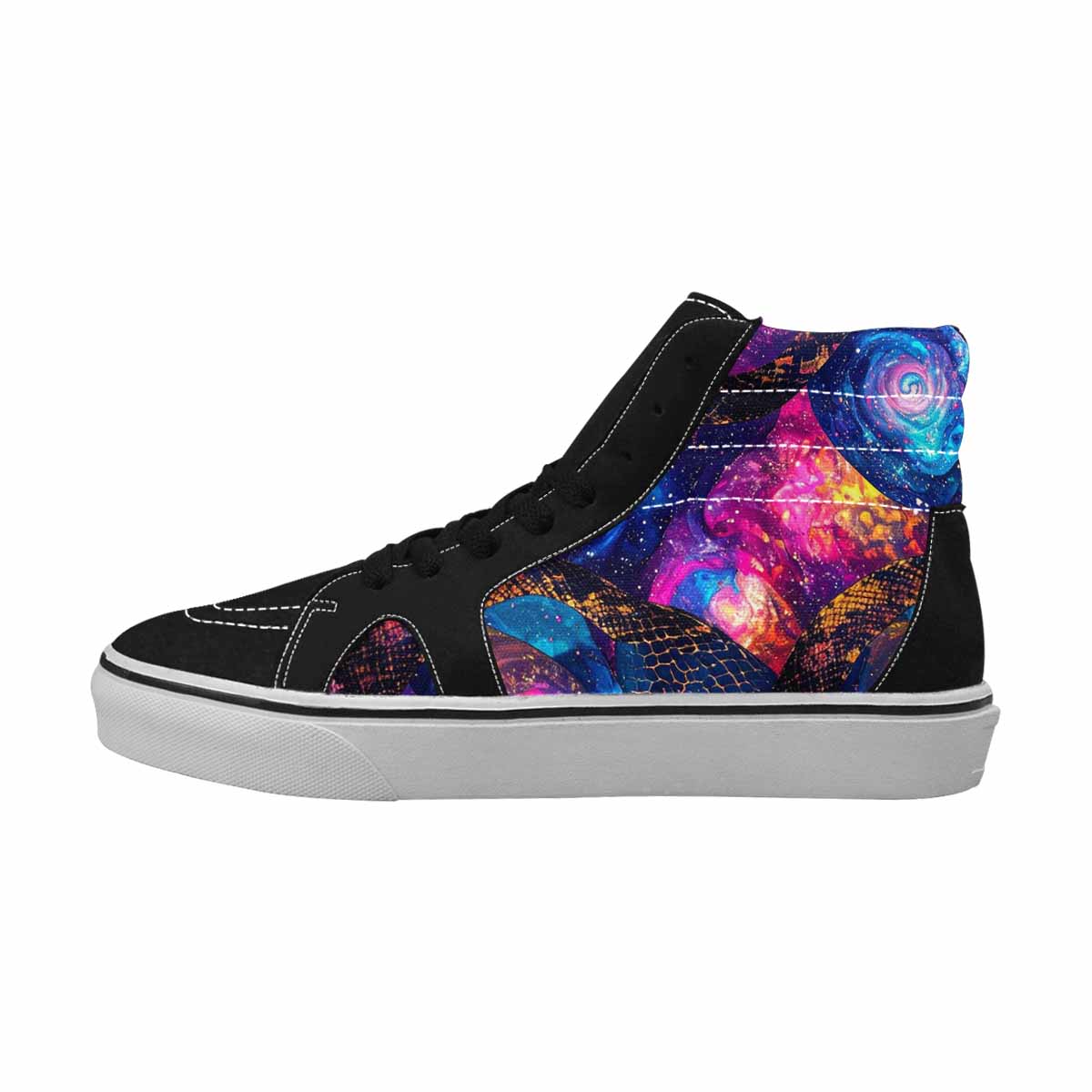 MEN'S Galaxy Snake Print High Top Canvas Vibrant Chaos Sneakers