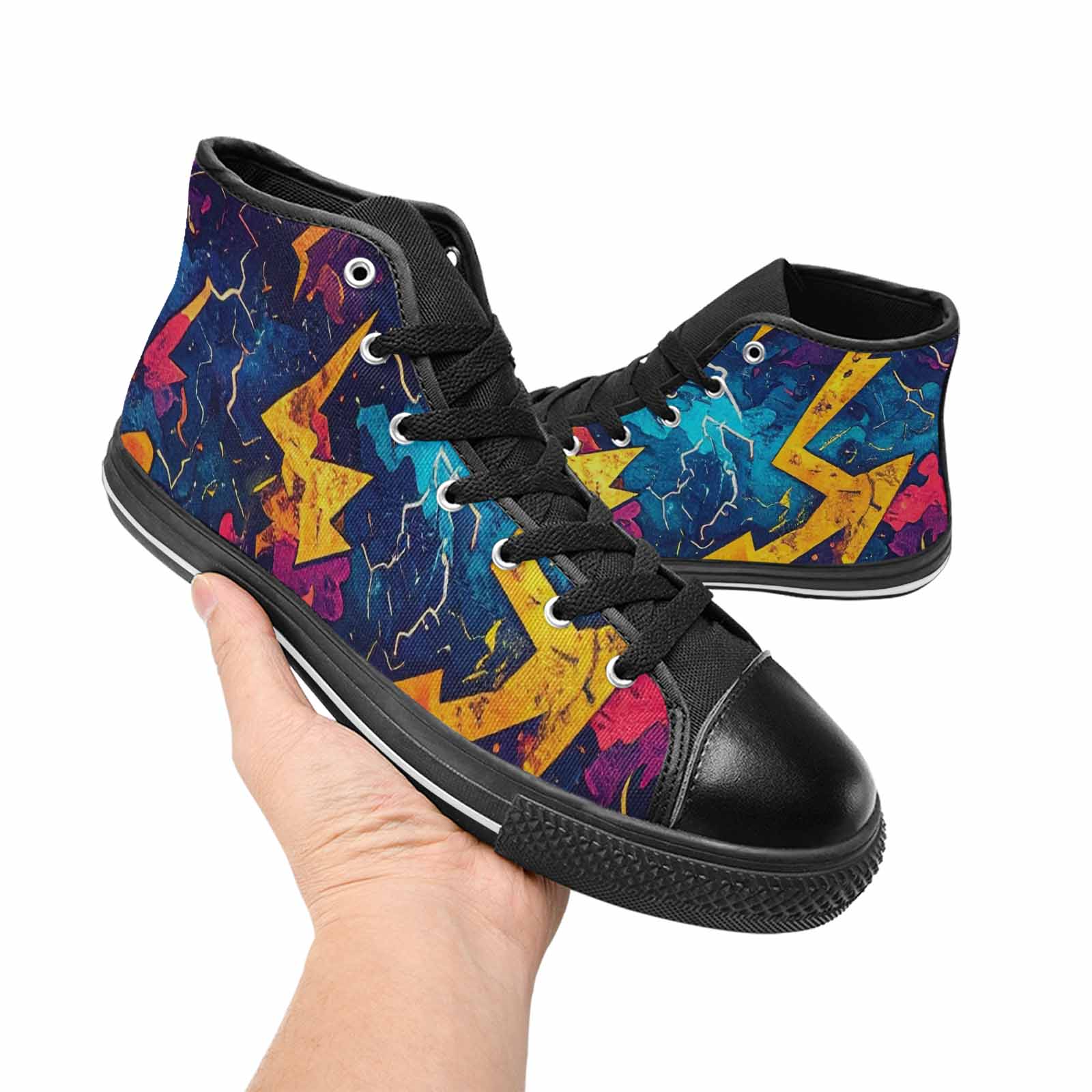 MEN'S Lightning Bolt High Top Canvas Dreamcore Custom Shoes