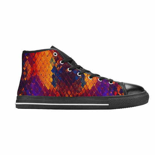 WOMEN'S Dark Snake Print High Top Canvas Neon Fantasy Shoes