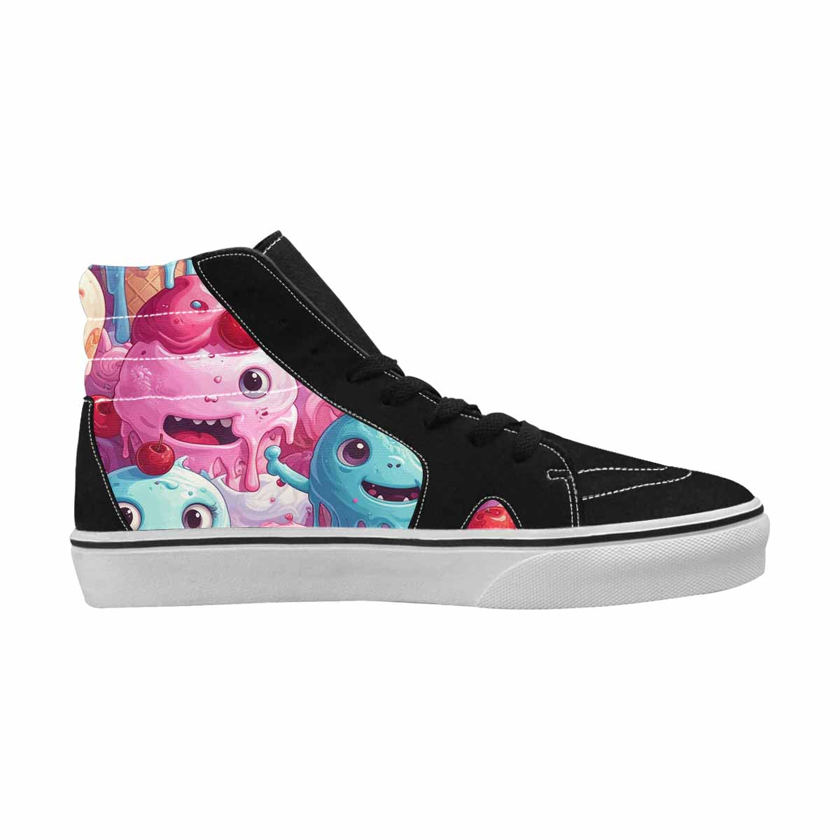 MEN'S Melting Icecream Monster Cherry High Top Canvas Grunge Custom Shoes