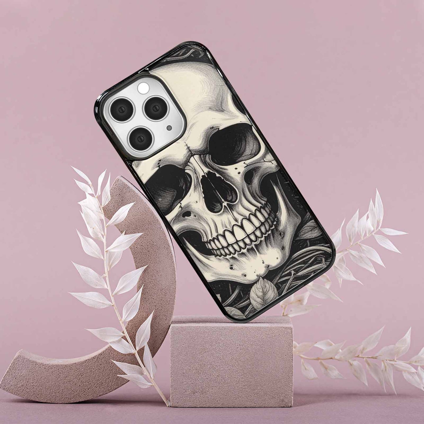iPhone 15 Pro Max Case — 20 Skulls Overlapping Seamless Tileable Pattern, Unique Phone Case Design