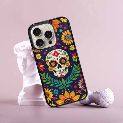 iPhone 16 Pro Case — Sunflowers And Skulls, Custom Printed Phone Case