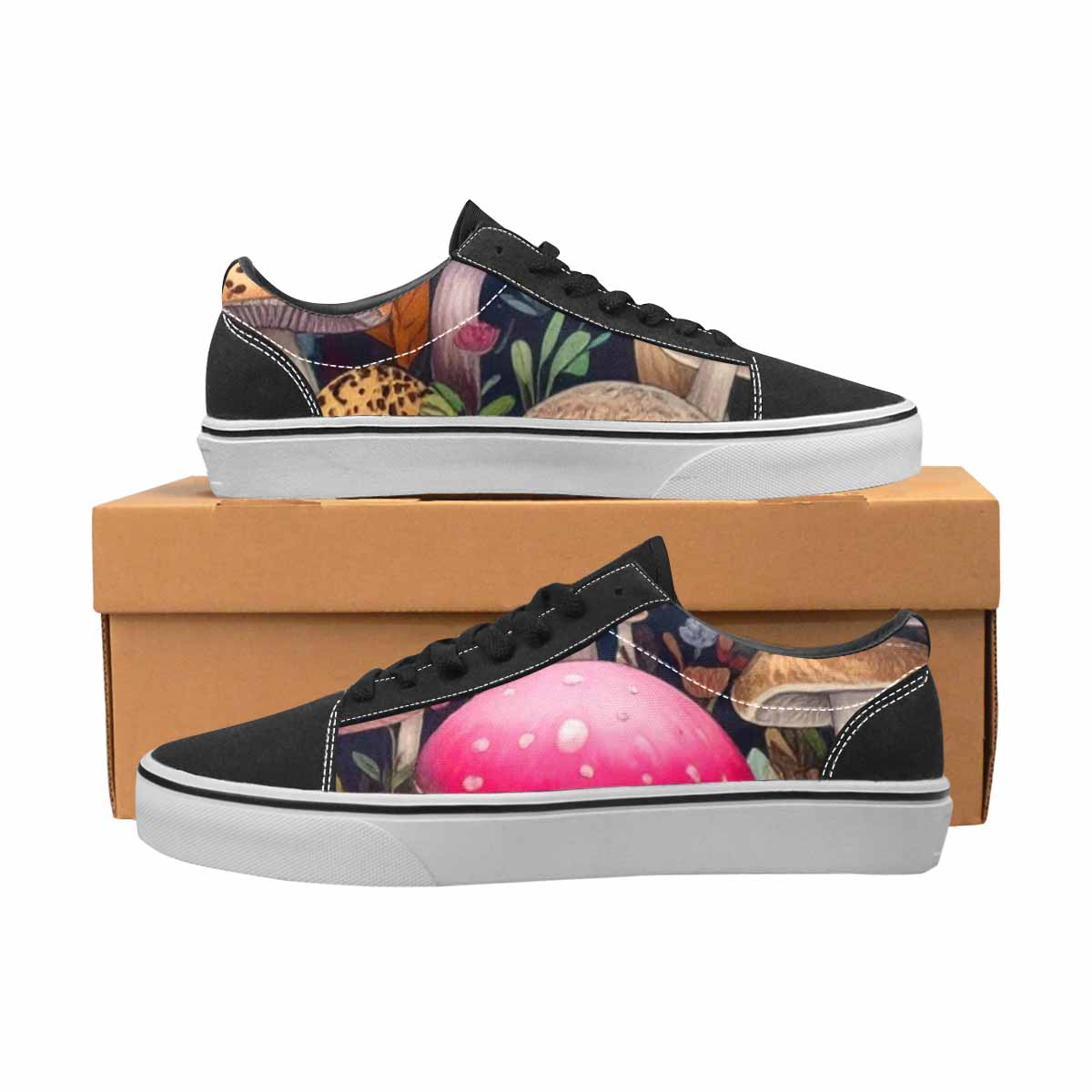WOMEN'S Mushrooms Lace-Up Canvas Vivid Custom Sneakers
