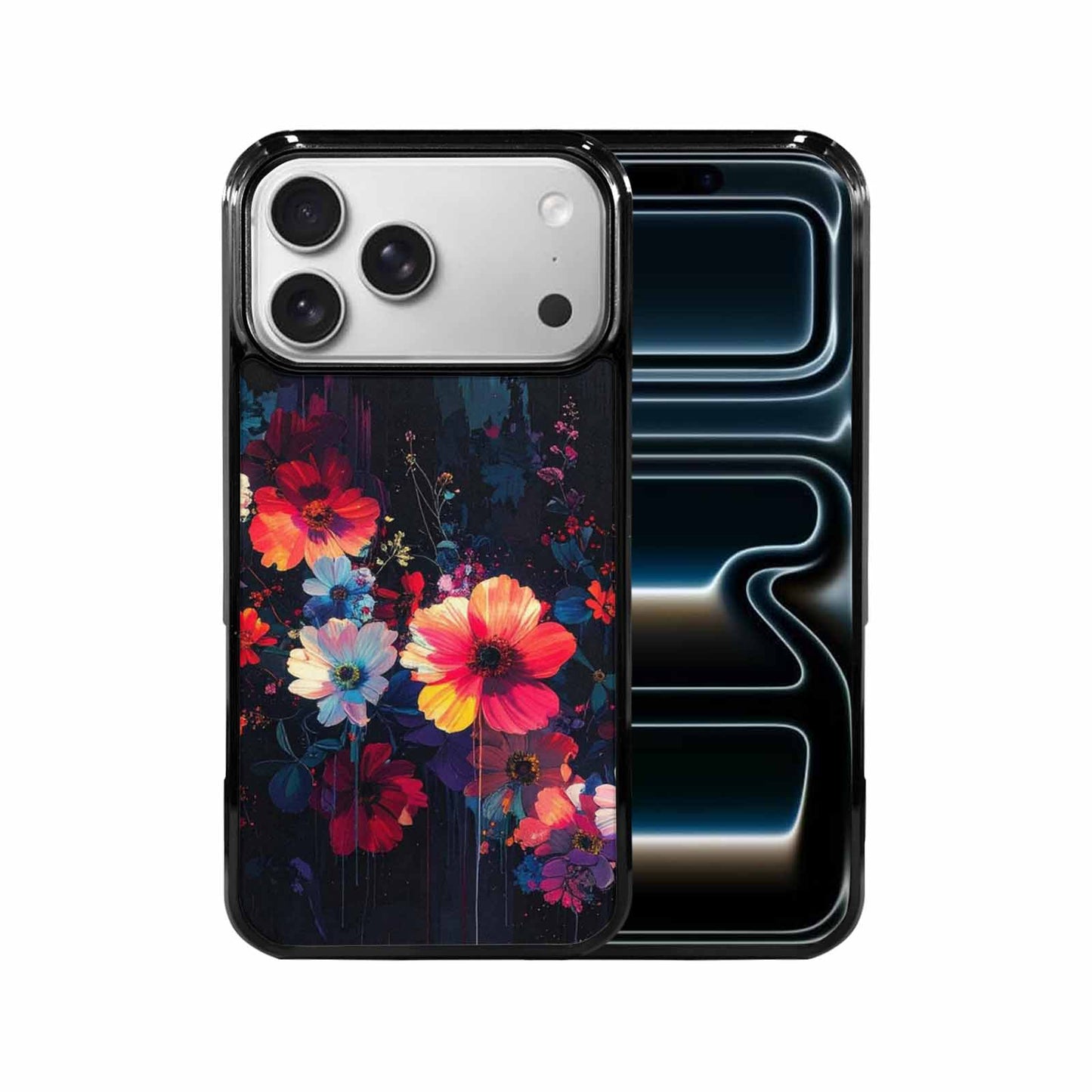 iPhone 17 Pro Max Case — Shadowy Glitch Floral Pattern Floral, Custom Print Case Cover