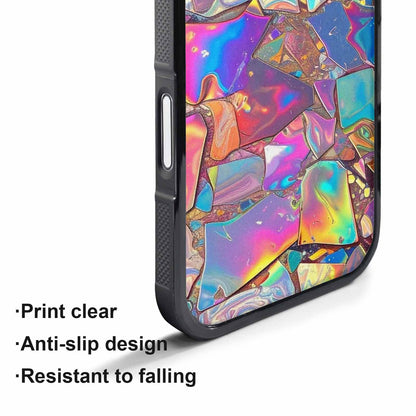 iPhone 17 Pro Max Case — Holographic Iridescent Shimmer Pattern Original Art, Custom Made Phone Cover