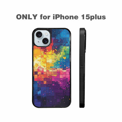 iPhone 15 Plus Case — Pixel Art 8 Bit Burst Pattern, Custom Art Phone Cover