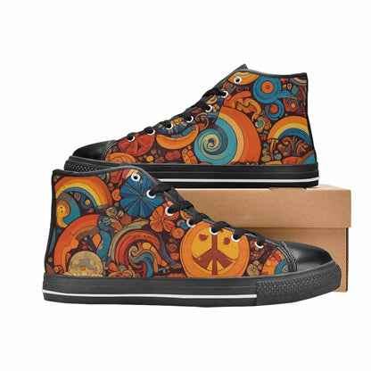 MEN'S Groovy 70S Peace High Top Canvas Y2K Custom Shoes