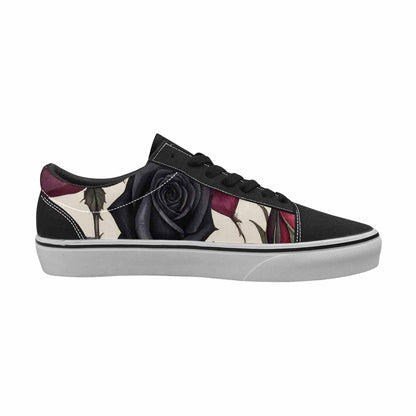WOMEN'S Black Gothic Rose Canvas Lace-Up Dark Academia Custom Sneakers