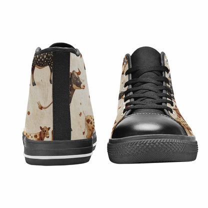 MEN'S Cow Animal Print High Top Canvas Dark Academia Sneakers