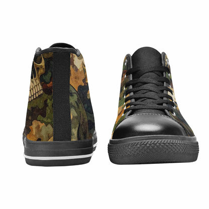 WOMEN'S Military Camo Skull High Top Canvas Wallpaper Art Shoes