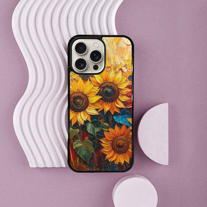 iPhone 16 Pro Max Case — Impressionist Sunflower Brushstroke Pattern Hundreds Of, Custom Phone Case