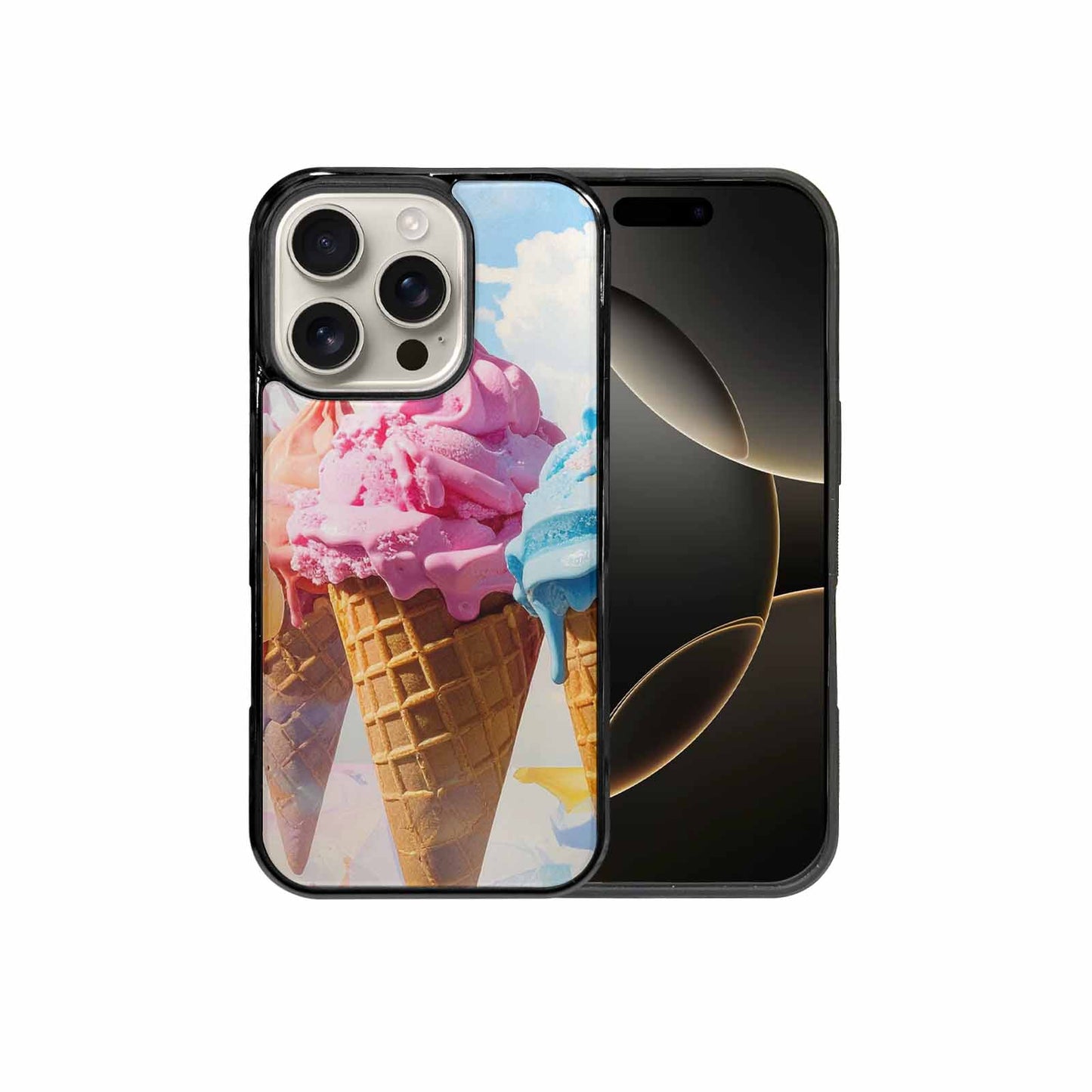 iPhone 16 Pro Case — Collage Of Overlapping Waffle Cone Icecream, Custom Designed Case Cover