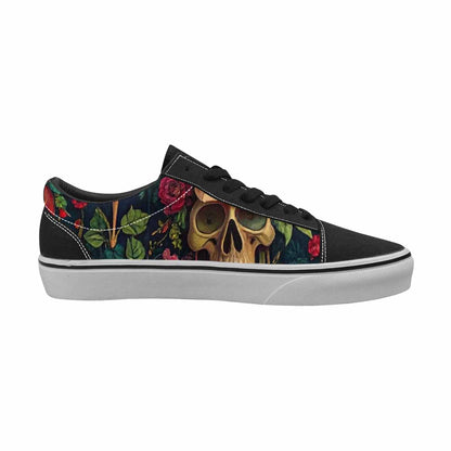 WOMEN'S Skulls  Botanical Skulls Lace-Up Canvas Melting Art Sneakers