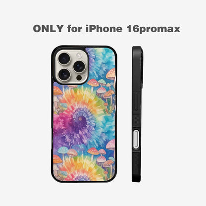 iPhone 16 Pro Max Case — Mushrooms Tie Dyemushrooms Pat 9i2, Custom Printed Phone Case