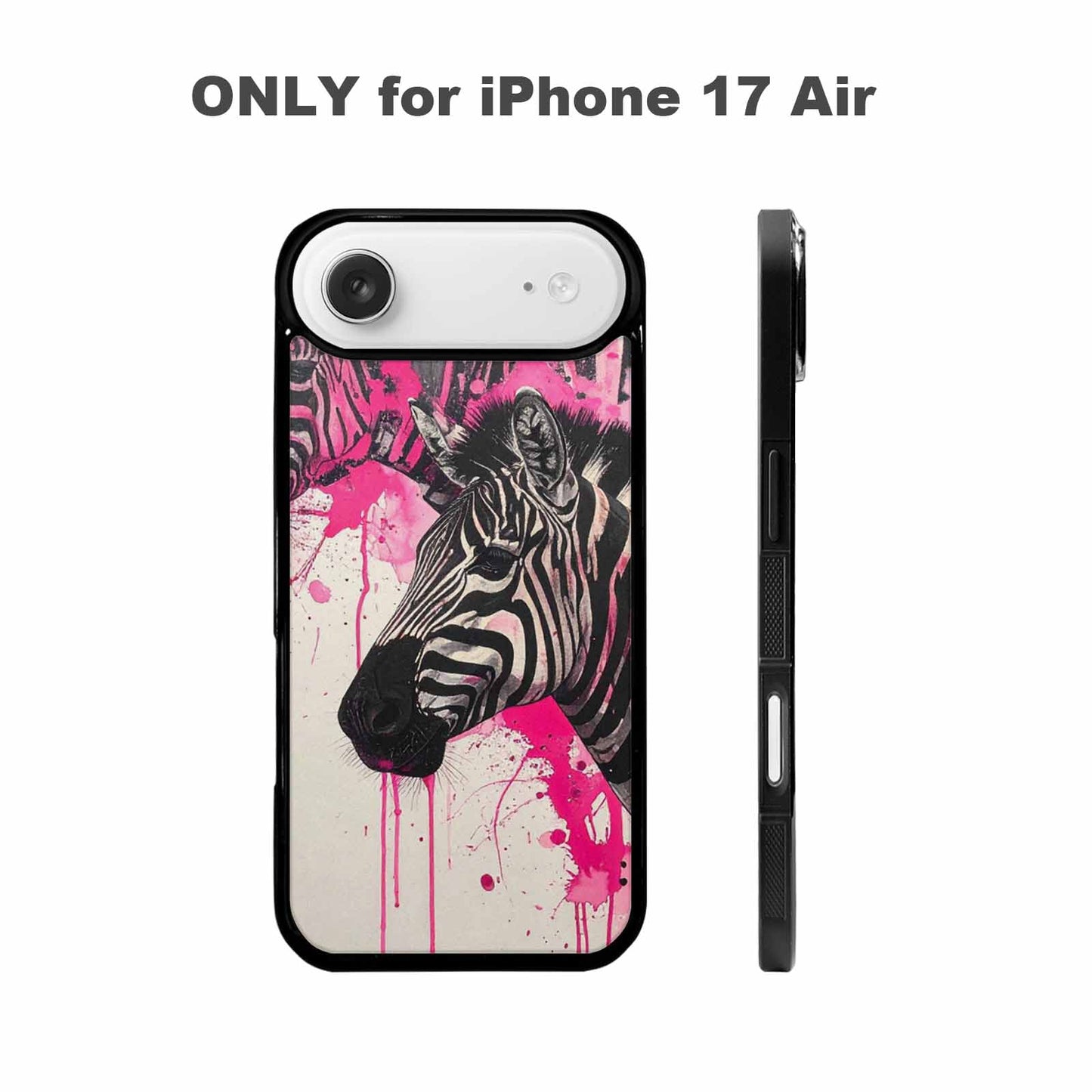 iPhone 17 Air Case — Black Pink Ink Zebra Stripe Animal, Custom Designed Case Cover