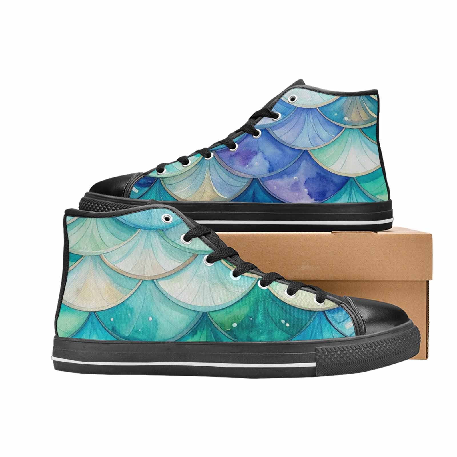 MEN'S Mermaid Scale High Top Canvas Aesthetic Sneakers